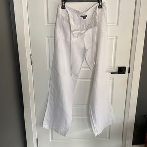 100% White Linen flared pants